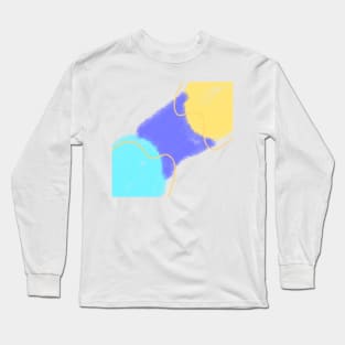 Blue yellow watercolor abstract art design Long Sleeve T-Shirt